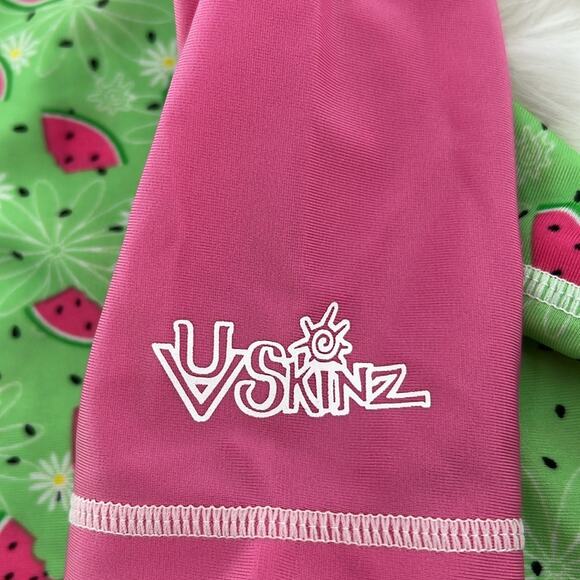 UV Skins Watermelon Short Sleeve Rashguard - Pink/Green - 12/18 Months - Picture 4 of 6